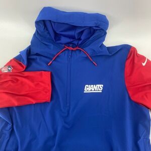 Nike New York Giants Hoodie Mens 2XL Blue Red Quarter Zip NFL Windbreaker Jacket
